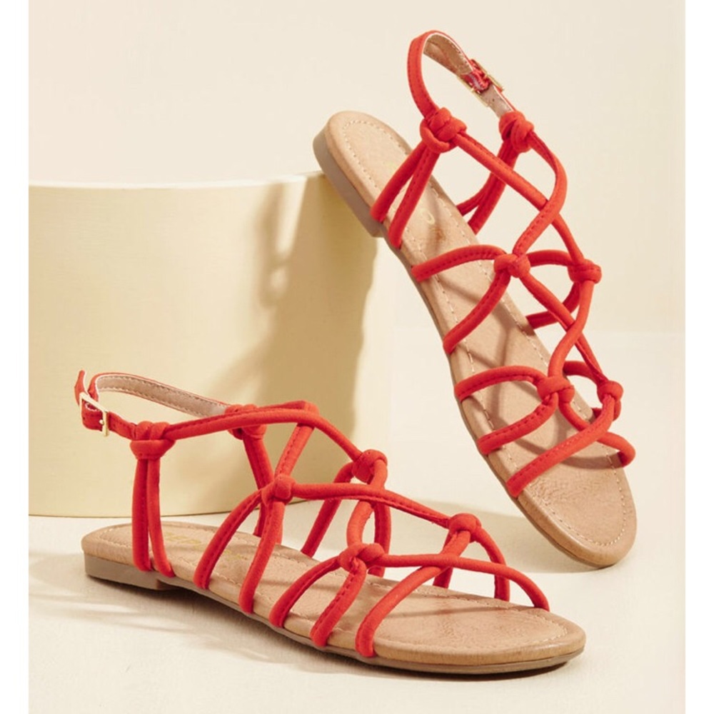 Orange red ModCloth report strappy sandals